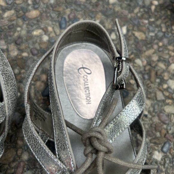 E Collection Gold Lace Up Gladiator Buckle Sandals size 8.5 - Picture 6 of 8